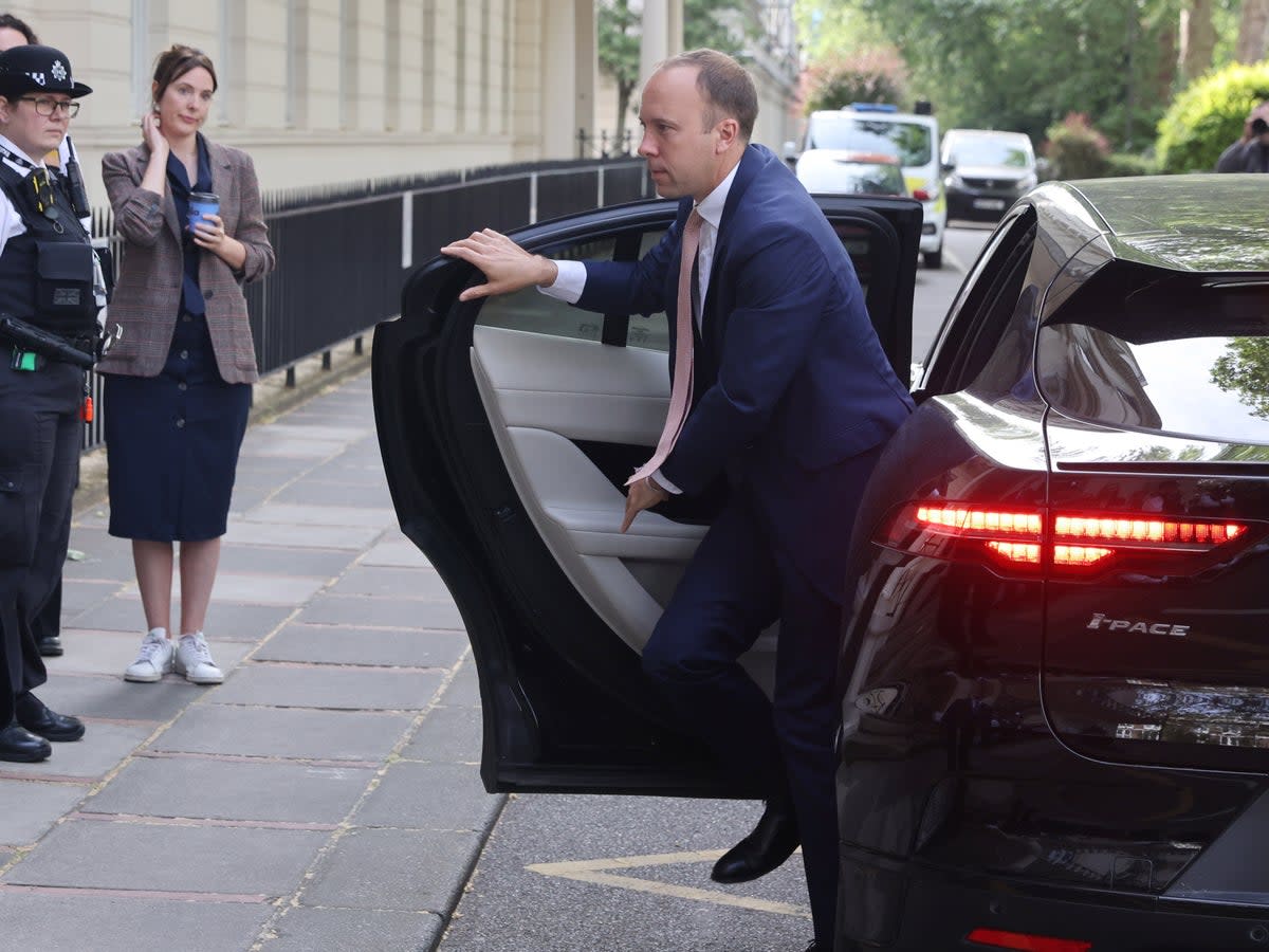Hancock was confronted by families as he arrived at the session of the UK Covid-19 Inquiry (PA)