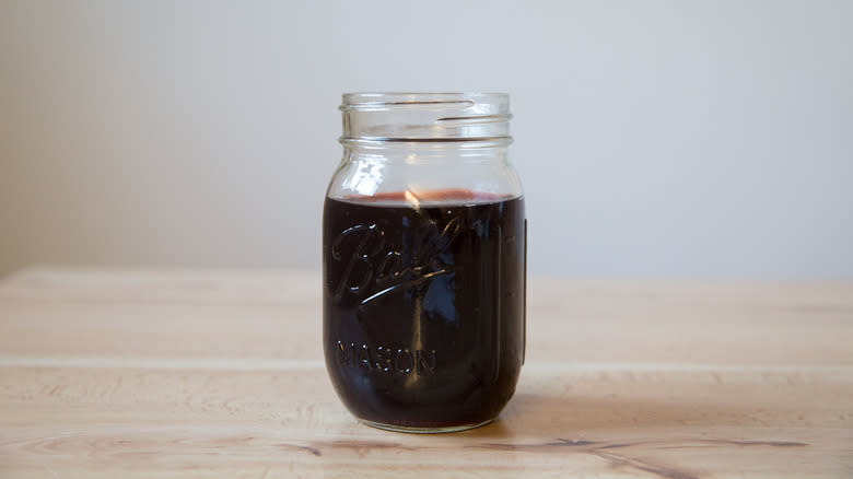 red wine in Mason jar 