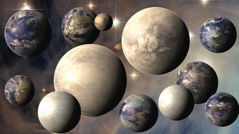 Artistic depiction of various exoplanets. 