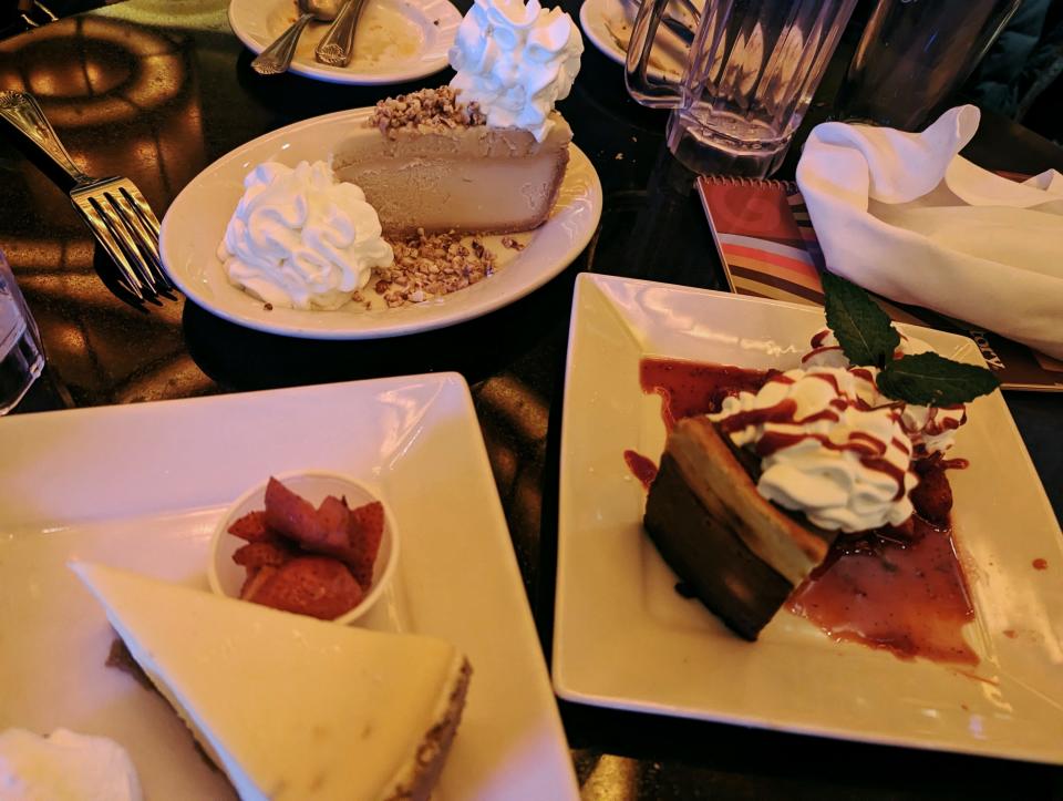 cheesecakes on table at the cheesecake factory