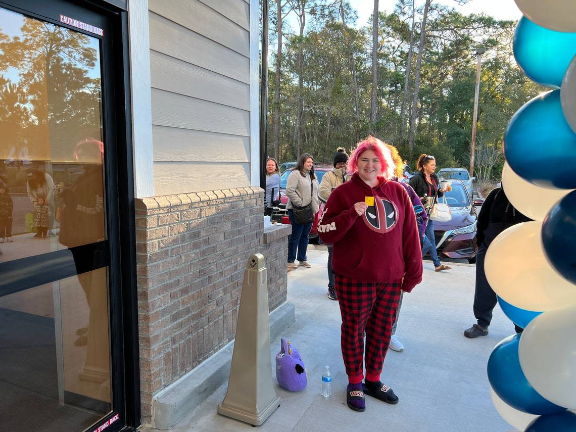 Chloe-Ann Bell of Bluffton arrived at 4 a.m. to be first in line at the new Aldi store on Fording Island Road on Jan. 26, 2023.
