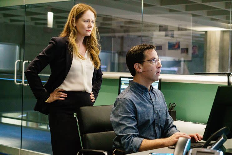 Miranda Otto as Rebecca Ingram and Dan Bucatinsky as Andy Shalowitz in '24: Legacy' (Credit: FOX)