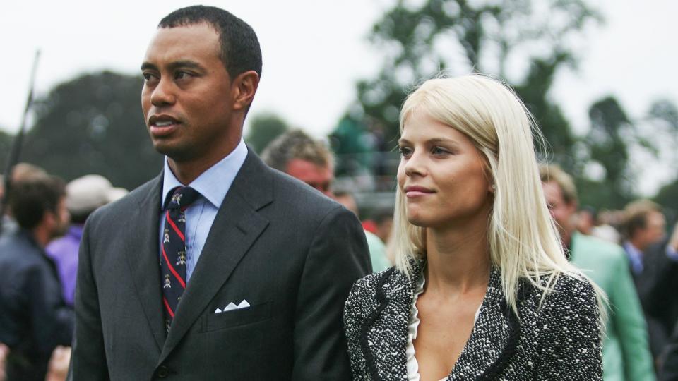 KILDARE, IRELAND - SEPTEMBER 21: Tiger Woods and  his wife Elin look on during the Opening Ceremony of the 2006 Ryder Cup at The K Club on September 21, 2006 in Straffan, Co.