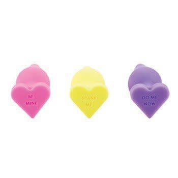 The cutest butt plugs there ever were.&nbsp;<br /><br />$17.95, Adam &amp; Eve. <a href="http://www.adameve.com/adult-sex-toys/anal-sex-toys/butt-plugs/sp-naughty-candy-heart-butt-plug-93096.aspx" target="_blank">Buy it here</a>.