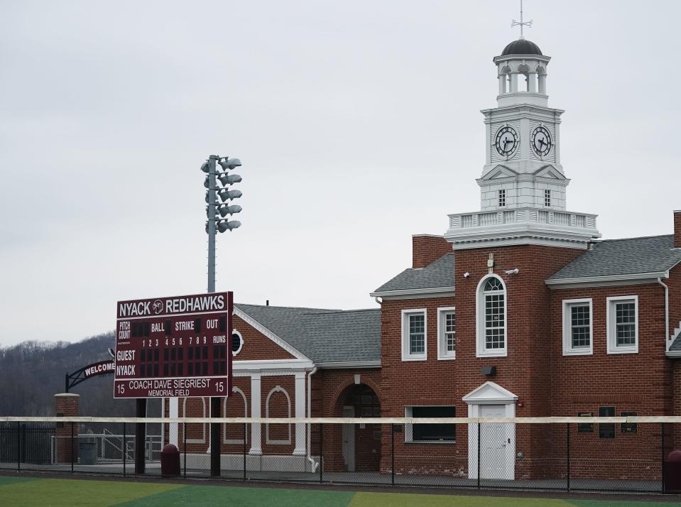 The baseball scoreboard at Nyack High School in Nyack, named for Coach Dave Siegriest. Saturday, Jan. 6, 2024.