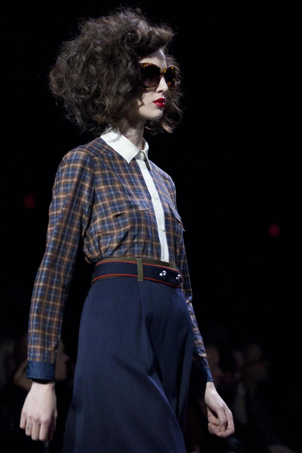 A model walks the runway during the Marc by Marc Jacobs Fall 2013 fashion show during Fashion Week, Monday, Feb. 11, 2013, in New York. (AP Photo/Karly Domb Sadof)