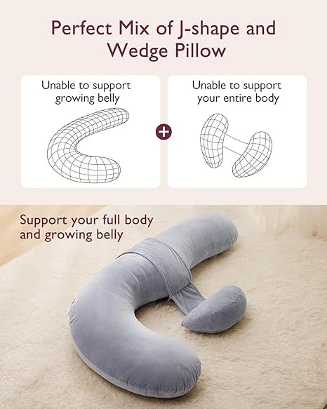 Comfortable F Shaped Pregnancy Pillow with Adjustable Wedge