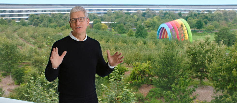 Le PDG d'Apple Tim Cook en direct depuis le siège du géant américain à Cupertino

