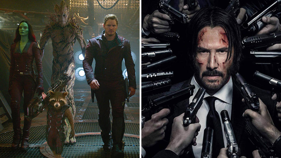 ‘Guardians of the Galaxy’ and ‘John Wick’ - Credit: Disney/Marvel; Lionsgate Films