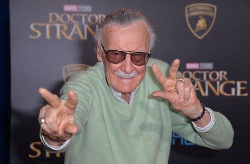 <span class="caption">Stan Lee poses on the red carpet for Doctor Strange (2016). </span> <span class="attribution"><a class="link " href="https://www.shutterstock.com/image-photo/los-angeles-ca-october-20-2016-532339153" rel="nofollow noopener" target="_blank" data-ylk="slk:Shutterstock;elm:context_link;itc:0;sec:content-canvas">Shutterstock</a></span>