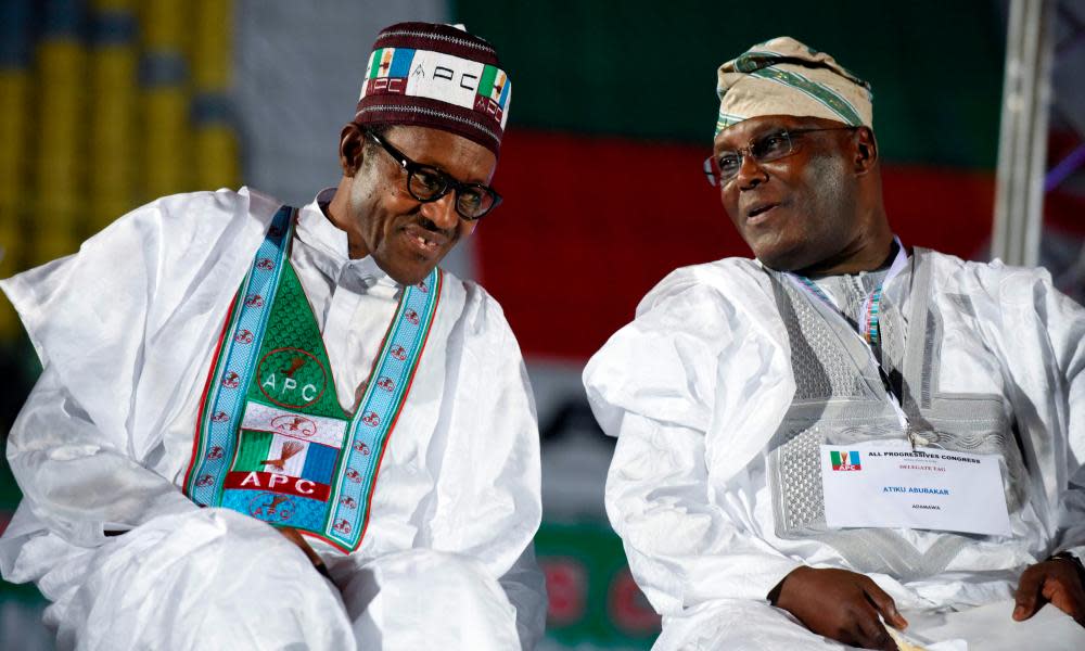 Muhammadu Buhari, left, and Atiku Abubakar in Lagos in 2014.