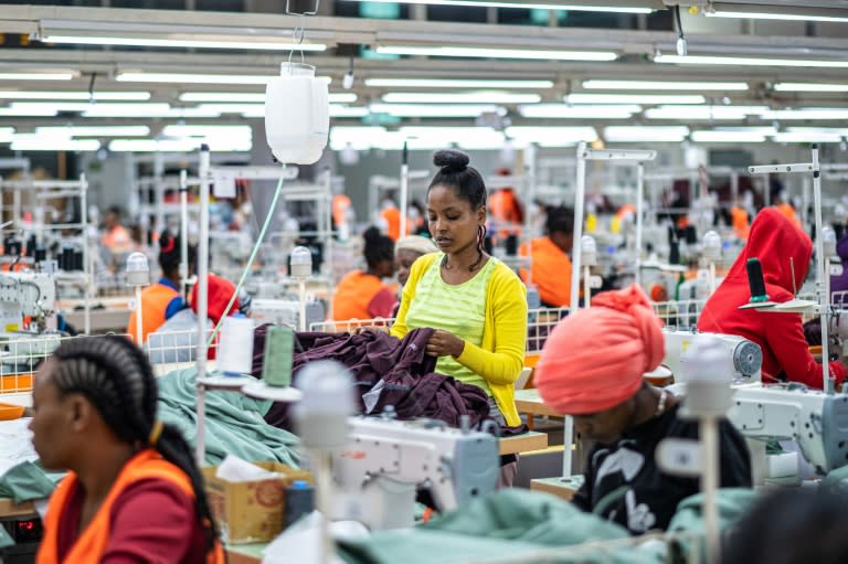 Workers sew clothes in October 2019 at a garment factory in the Hawassa Industrial Park in Ethiopia, which fears a dire impact with the loss of US trading privileges (AFP/Eyerusalem JIREGNA)