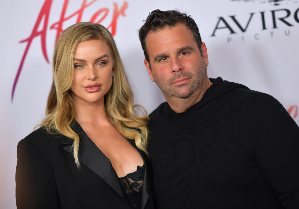 US model Lala Kent (L) and US producer Randall Emmett arrive for the premiere of "After" at the Grove on April 8, 2019 in Los Angeles. (Photo by Chris Delmas / AFP) (Photo credit should read CHRIS DELMAS/AFP via Getty Images)