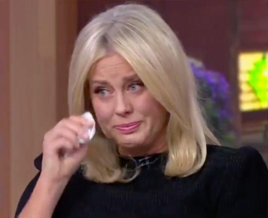 Sam Armytage wipes a tear on Sunrise