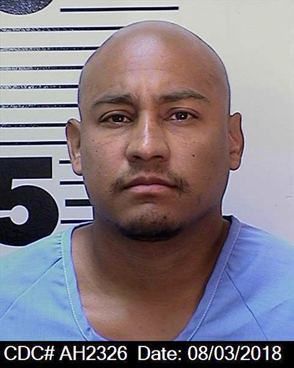 This Aug. 3, 2018 photo provided by the California Department of Corrections and Rehabilitation (CDCR) shows death row inmate Jonathan Fajardo, 30. Corrections spokeswoman Terry Thornton says Fajardo was stabbed to death in the chest and neck with an inmate-made weapon Friday, Oct. 5, 2018, in a recreational yard of the cell house that holds the bulk of condemned inmates at San Quentin State Prison. She says 34-year-old Luis Rodriguez is considered the suspect. (California Department of Corrections and Rehabilitation via AP)