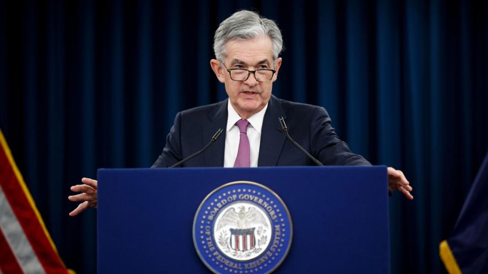 Jerome Powell, Präsident der US-Notenbank Federal Reserve, spricht auf einer Pressekonferenz. Foto: Ting Shen/XinHua