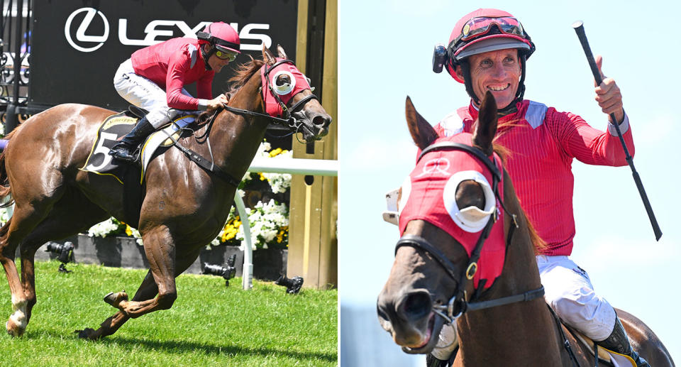 Damien Oliver's Melbourne Cup day farewell included victory on board Wiggum in the Schweppervescence Plate. Pic: Getty