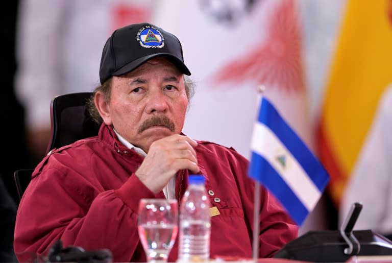 El presidente de Nicaragua, Daniel Ortega, durante el encuentro de Alianza Bolivariana para América Latina (ALBA) celebrado en Caracas el 24 de abril de 2024. (JUAN BARRETO)