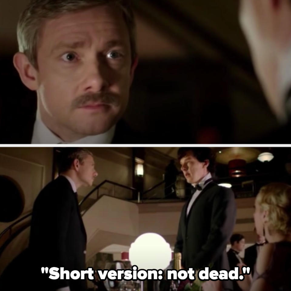 Sherlock saying "Short version, not dead"