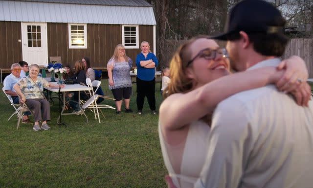 <p>WE TV/ YouTube</p> Anna 'Chickadee' Cardwell and Eldridge Toney dance at their wedding reception