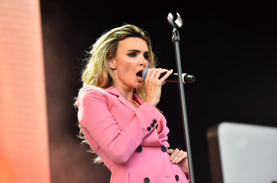 LONDON, ENGLAND - JULY 14:  Nadine Coyle performs on stage at Kew The Music at Kew Gardens on July 14, 2018 in London, England.  (Photo by C Brandon/Redferns)