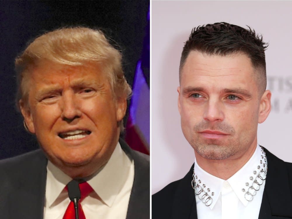 Sebastian Stan (r.) spielt in "The Apprentice" Donald Trump. (Bild: [M] Fred Duval/Joseph Sohm/Shutterstock.com)