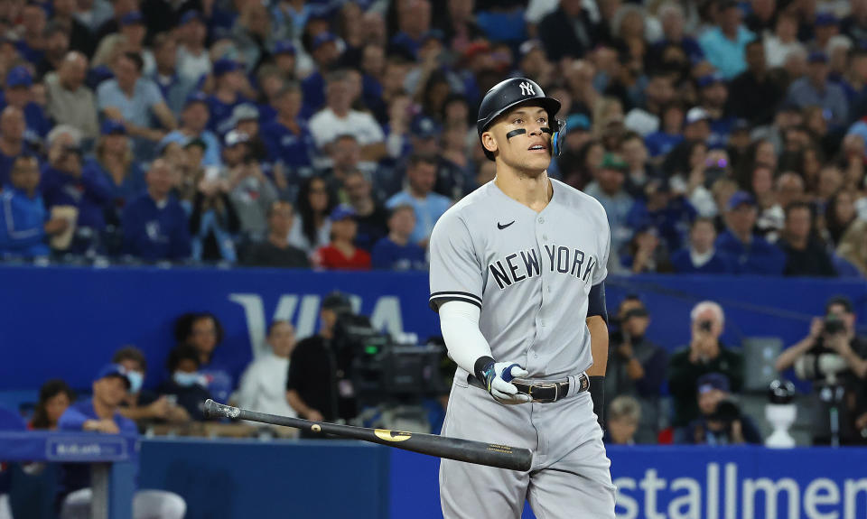 TORONTO, ON - SEPTEMBER 27  -  New York Yankees center fielder Aaron Judge (99) walks as the Toronto Blue Jays play the New York Yankees  at Rogers Centre in Toronto. September 27, 2022.        (Steve Russell/Toronto Star via Getty Images)