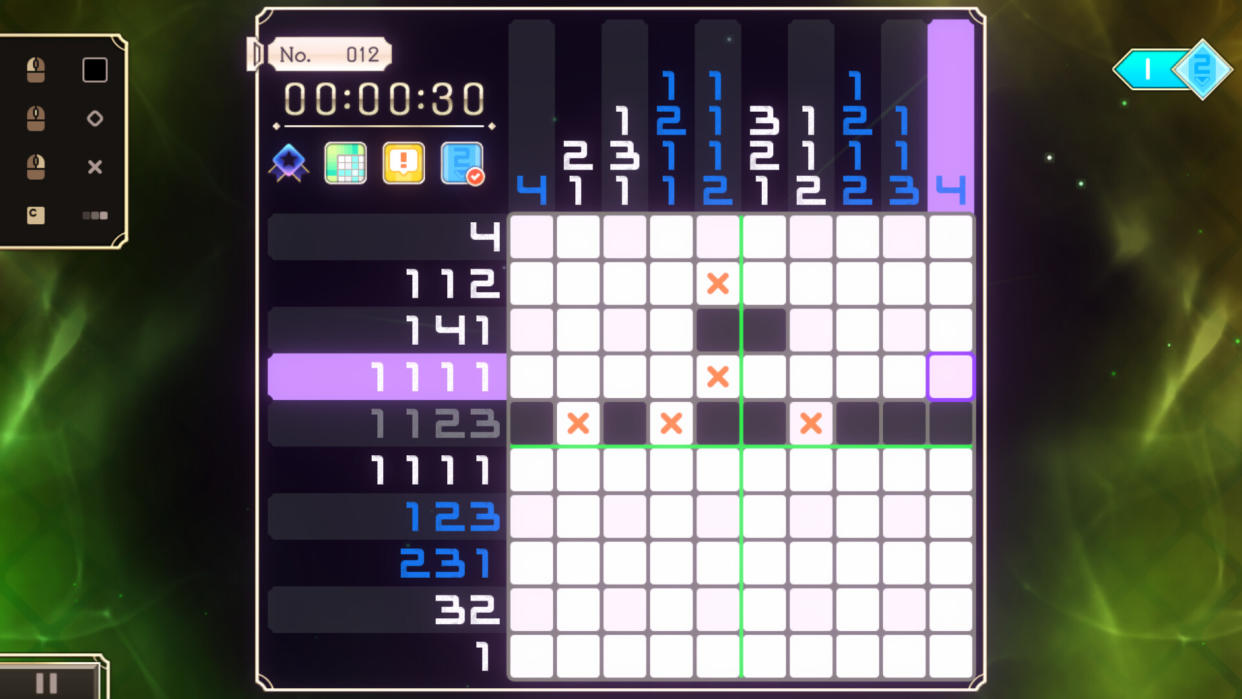  An image of a picross board from game Logiart Grimoire. 