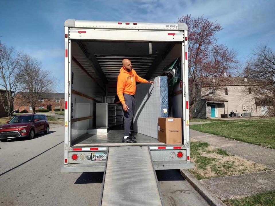 Devine Carama and volunteers with ONE Lexington helped a family impacted by gun violence move to a new location in Lexington, KY, Mar. 1, 2023.