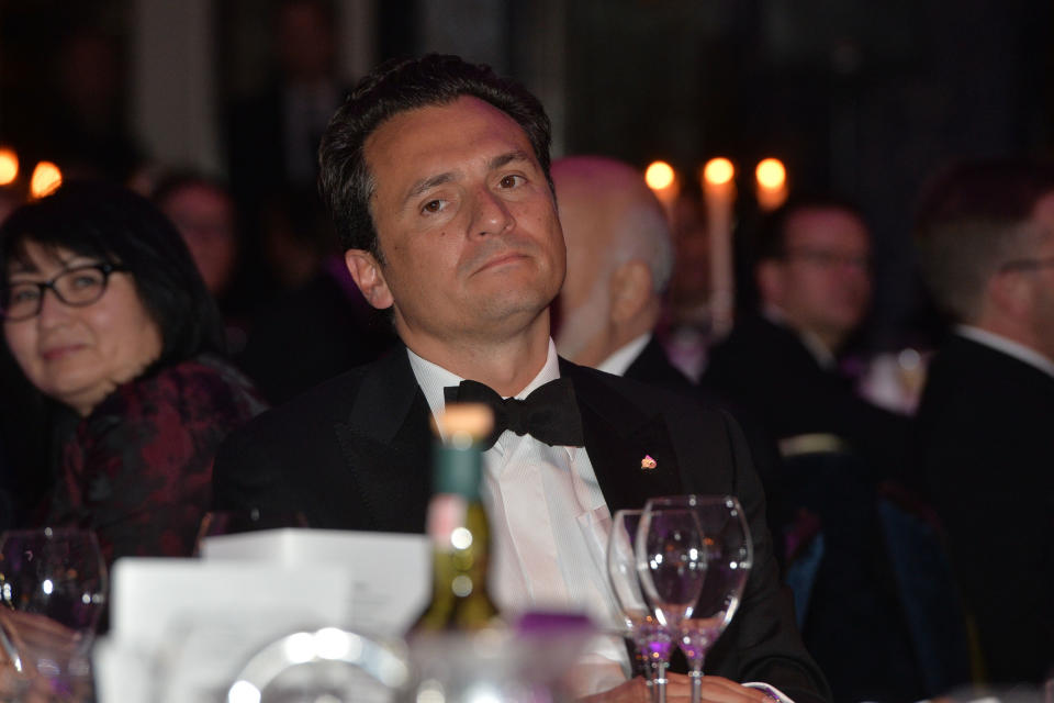 LONDON, ENGLAND - OCTOBER 29:  Emilio Lozoya before the dinner on Day 1 at the International New York Times/Energy Intelligence Oil & Money Conference at Dorchester Hotel on October 29, 2014 in London, England.  (Photo by Anthony Harvey/Getty Images for The New York Times)