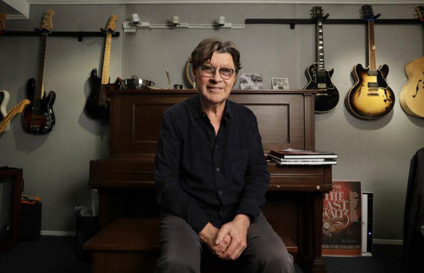 LOS ANGELES, CALIFORNIA--Oct.31, 2019--Robbie Robertson is chief songwriter for The Band and an esteemed rock guitarist. He is a member of the Rock and Roll Hall of Fame. Photographed in his recording studio in Santa Monica, California on Oct. 31, 2019. (Carolyn Cole/Los Angeles Times)