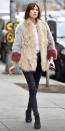 <p>We're loving Chung's oversize fur coat, paired with simple black jeans, a white button-down, and black booties for a day spent out and about in N.Y.C.</p>