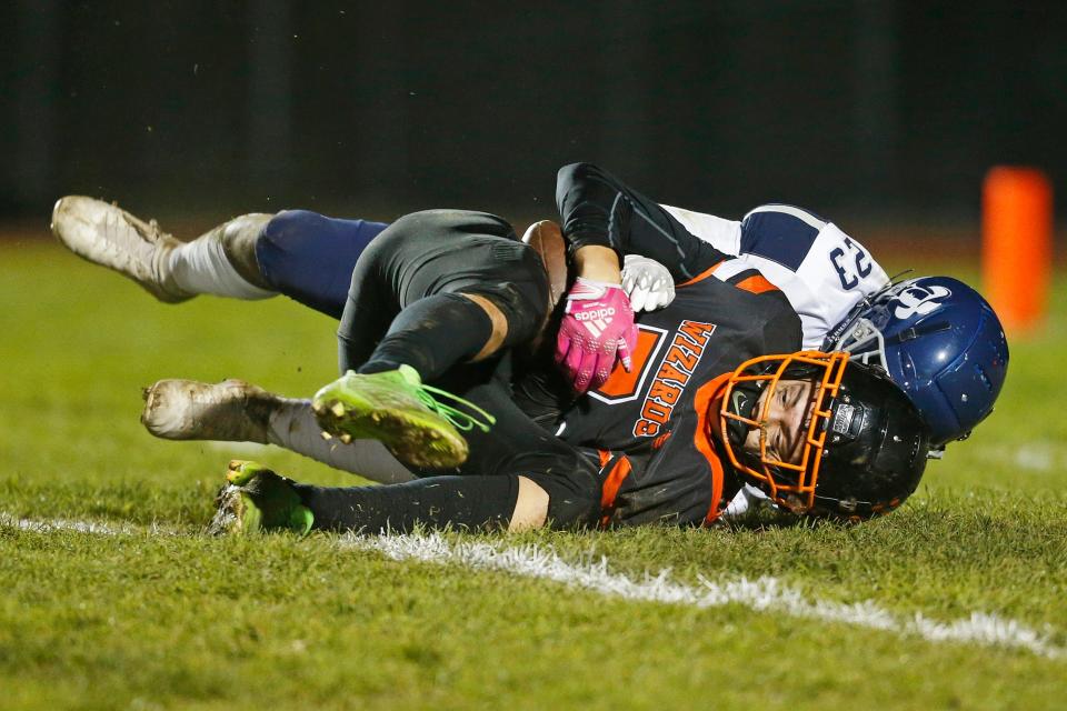 West Warwick's Karl Swanson in action last season vs. Moses Brown. He had 2 TD catches on Thursday night.