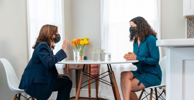 The author with Vice President Kamala Harris at the kitchen table. (Photo: The White House)