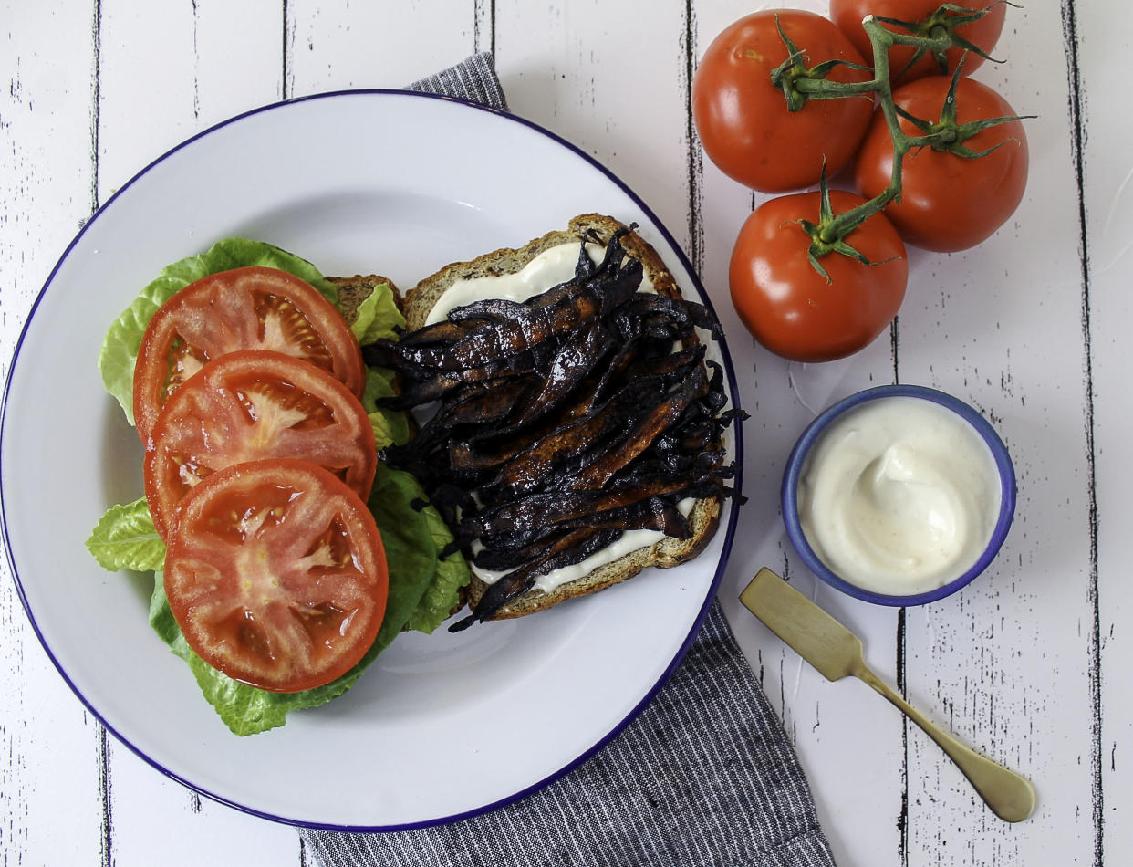 This vegan BLT uses specially prepared mushrooms that stand in for the bacon. (Photo: Kelly Paige)