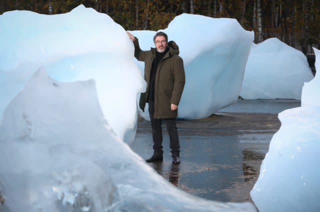 Ice Watch, which artist Olafur Eliasson has created from 24 blocks of ice taken from the waters of the Nuup Kangerlua fjord in Greenland, in collaboration with geologist Minik Rosing to inspire public action against climate change (Matt Alexander/PA)