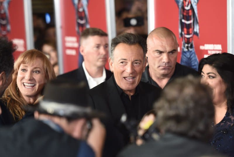 Patti Scialfa and Bruce Springsteen arrive on the red carpet at the premiere of "Blinded By The Light" at the Paramount Theater in Asbury Park, N.J., on August 7, 2019. File Photo by Steven Ferdman/UPI