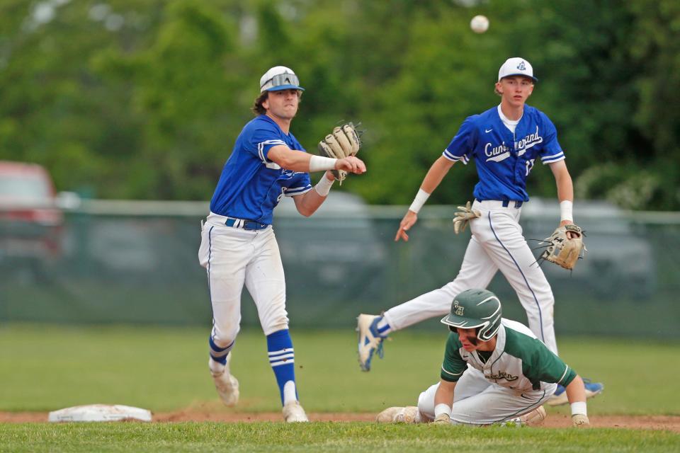 Connor Allard, left, and the Cumberland baseball team eliminated Hendricken from the playoffs. Can the Clippers take down La Salle and win the state championship series?