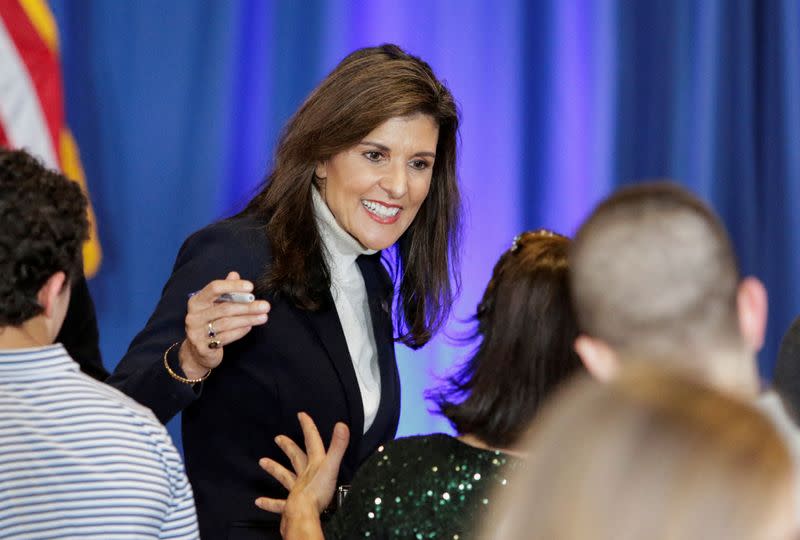 FILE PHOTO: Republican presidential candidate Nikki Haley holds rally in Portland