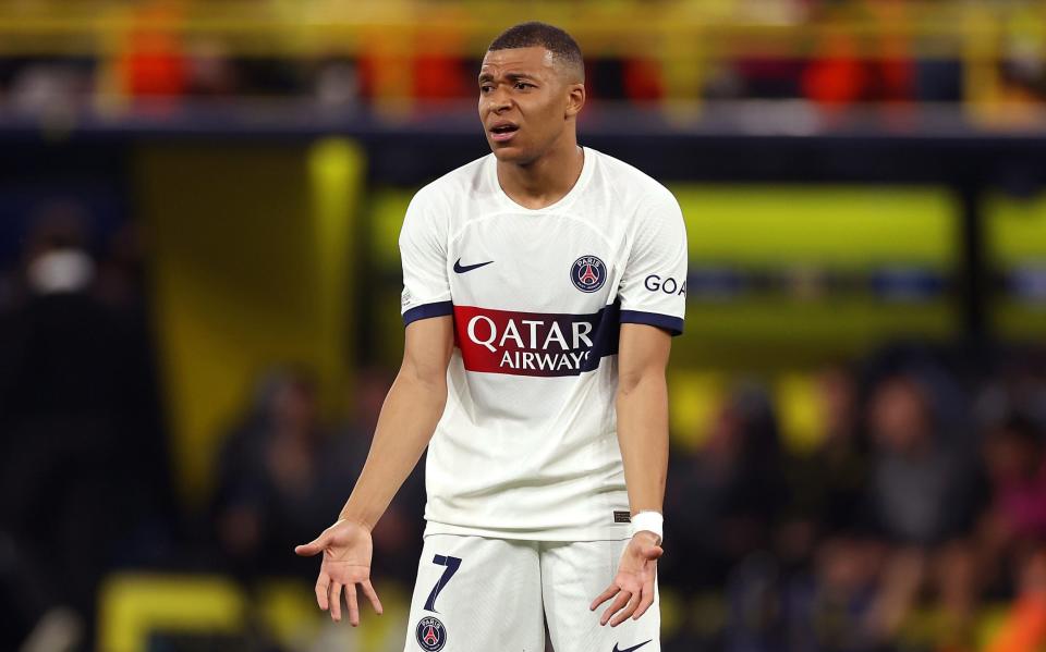 Kylian Mbappe of Paris Saint-Germain reacts during the UEFA Champions League semi-final