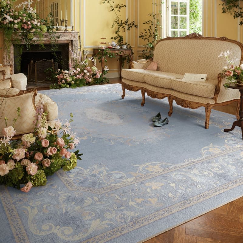 Bridgerton Lady Whistledown Soft Blue Tufted Rug, 5' x 7'