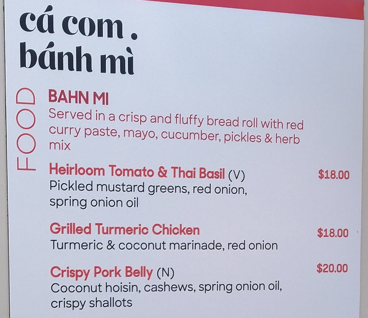 Banh mi prices at the Australian Open