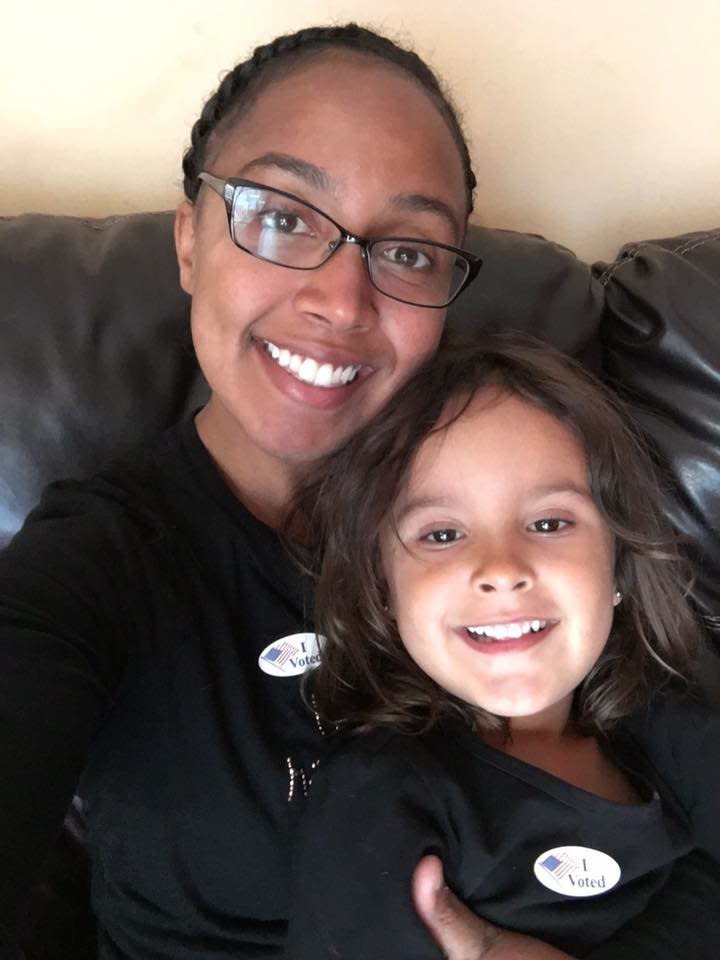 My husband will be taking our 6-year-old with him today and I took our 4-year-old with me on Halloween to vote early. My girls know the importance of voting and how it is our right that many fought for to vote for what we believe in.