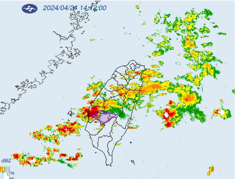 氣象署針對5縣市發布大雷雨即時訊息。（圖／氣象署官網）