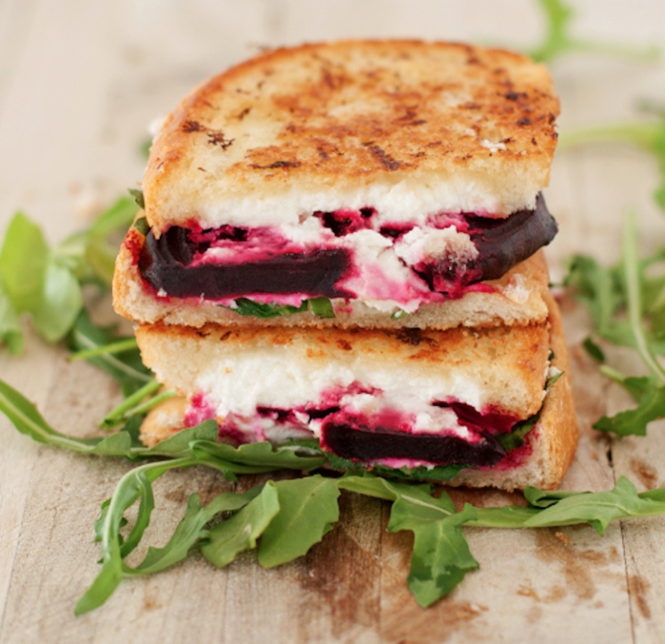 Beet, Arugula, and Goat Cheese Sandwich from BS In The Kitchen