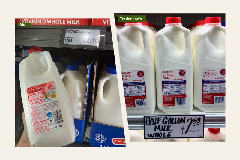 Aldi vs. Trader Joe's milk.