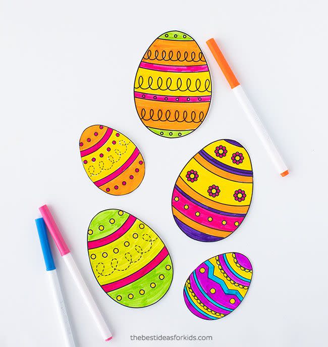 Colorful Easter Eggs Coloring Page