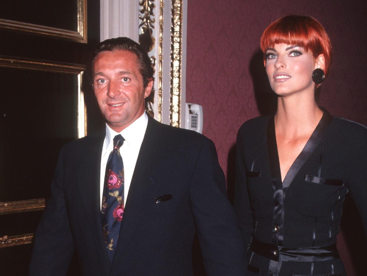 Gerald Marie and Linda Evangelista during Maybelline Presents 1991 Look of the Year at Plaza Hotel in New York City, New York, United States.