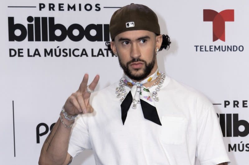 Bad Bunny arrives at the 2023 Latin Billboard Music Awards on October 5, 2023. He dropped his new album, "Nadie Sabe Lo Que Va a Pasar Mañana" on Friday. File Photo by Gary I Rothstein/UPI