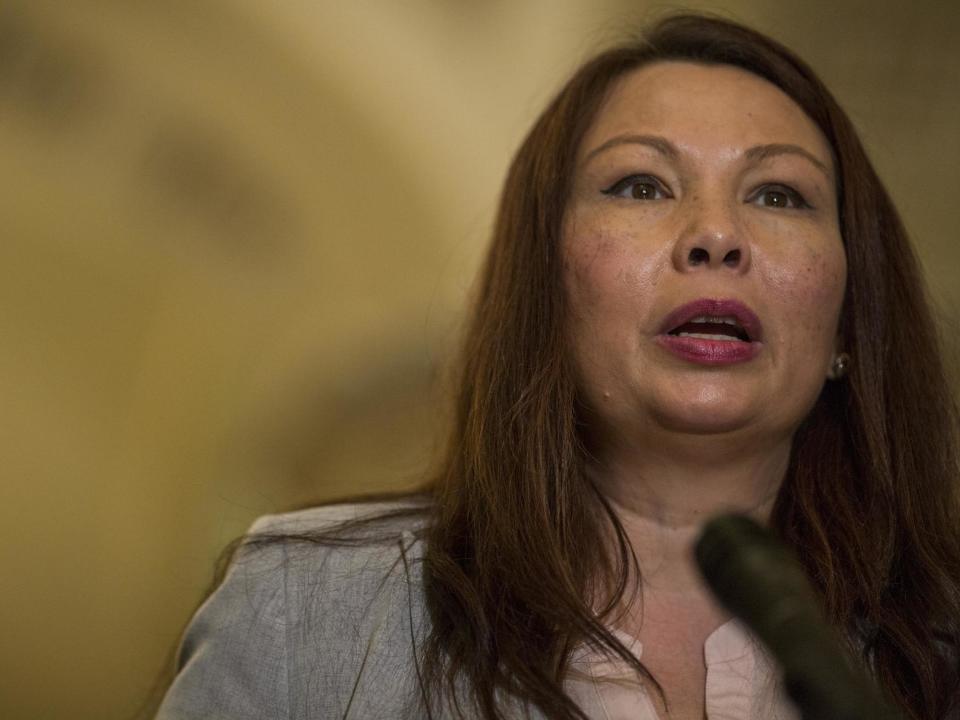 Senator Tammy Duckworth speaks during a weekly news conference on Capitol Hill: (Getty Images)